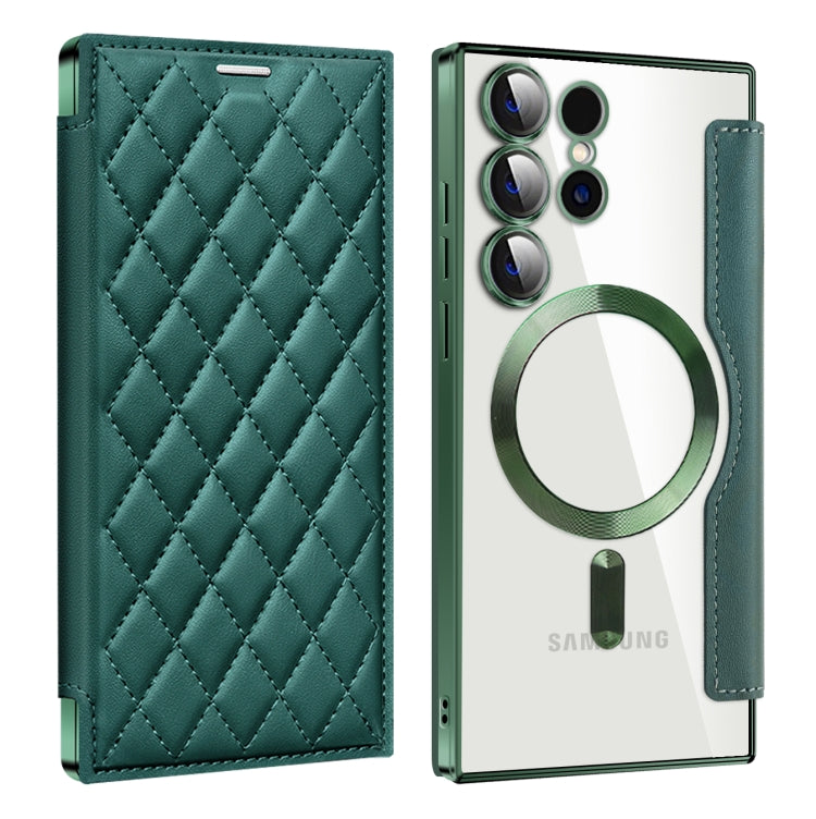 Shield MagSafe RFID Anti-theft Rhombus Leather Phone Case, For Samsung Galaxy S25 Ultra 5G, For Samsung Galaxy A16 5G, For Samsung Galaxy A06 4G, For Samsung Galaxy S24 FE 5G, For Samsung Galaxy A55 5G, For Samsung Galaxy S24 Ultra 5G