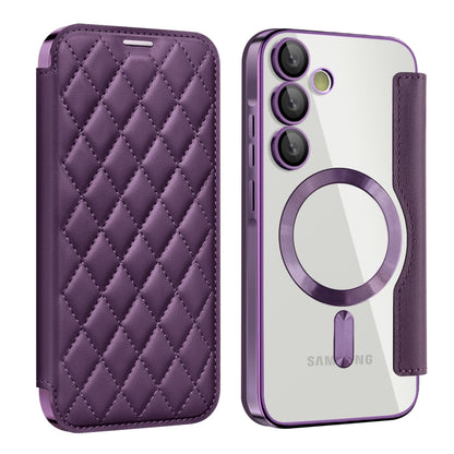 Shield MagSafe RFID Anti-theft Rhombus Leather Phone Case, For Samsung Galaxy S25 Ultra 5G, For Samsung Galaxy A16 5G, For Samsung Galaxy A06 4G, For Samsung Galaxy S24 FE 5G, For Samsung Galaxy A55 5G, For Samsung Galaxy S24 Ultra 5G