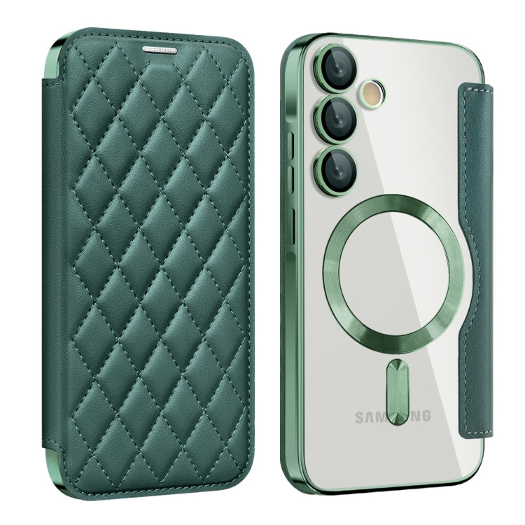 Shield MagSafe RFID Anti-theft Rhombus Leather Phone Case, For Samsung Galaxy S25 Ultra 5G, For Samsung Galaxy A16 5G, For Samsung Galaxy A06 4G, For Samsung Galaxy S24 FE 5G, For Samsung Galaxy A55 5G, For Samsung Galaxy S24 Ultra 5G