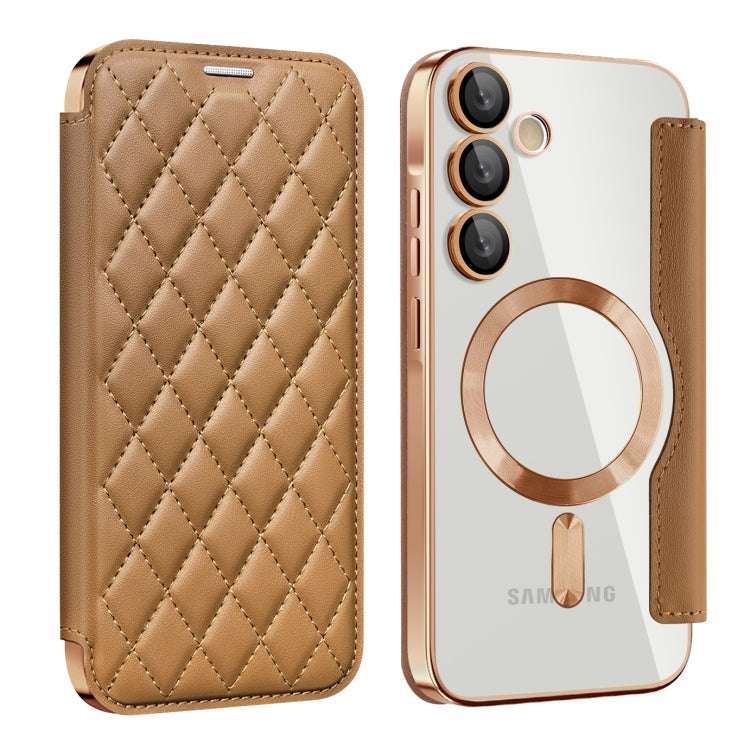 Shield MagSafe RFID Anti-theft Rhombus Leather Phone Case, For Samsung Galaxy S25 Ultra 5G, For Samsung Galaxy A16 5G, For Samsung Galaxy A06 4G, For Samsung Galaxy S24 FE 5G, For Samsung Galaxy A55 5G, For Samsung Galaxy S24 Ultra 5G