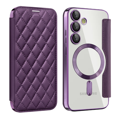 Shield MagSafe RFID Anti-theft Rhombus Leather Phone Case, For Samsung Galaxy S25 Ultra 5G, For Samsung Galaxy A16 5G, For Samsung Galaxy A06 4G, For Samsung Galaxy S24 FE 5G, For Samsung Galaxy A55 5G, For Samsung Galaxy S24 Ultra 5G