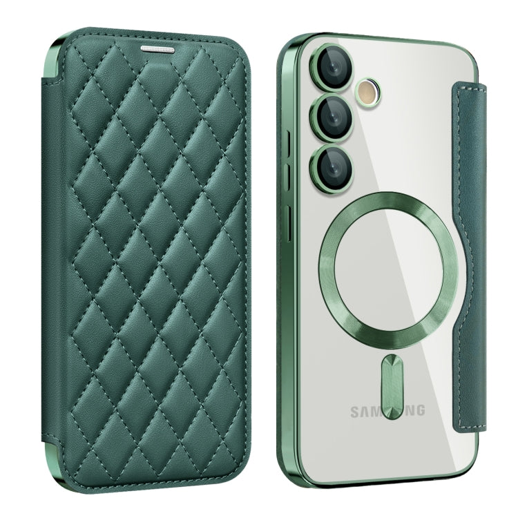 Shield MagSafe RFID Anti-theft Rhombus Leather Phone Case, For Samsung Galaxy S25 Ultra 5G, For Samsung Galaxy A16 5G, For Samsung Galaxy A06 4G, For Samsung Galaxy S24 FE 5G, For Samsung Galaxy A55 5G, For Samsung Galaxy S24 Ultra 5G