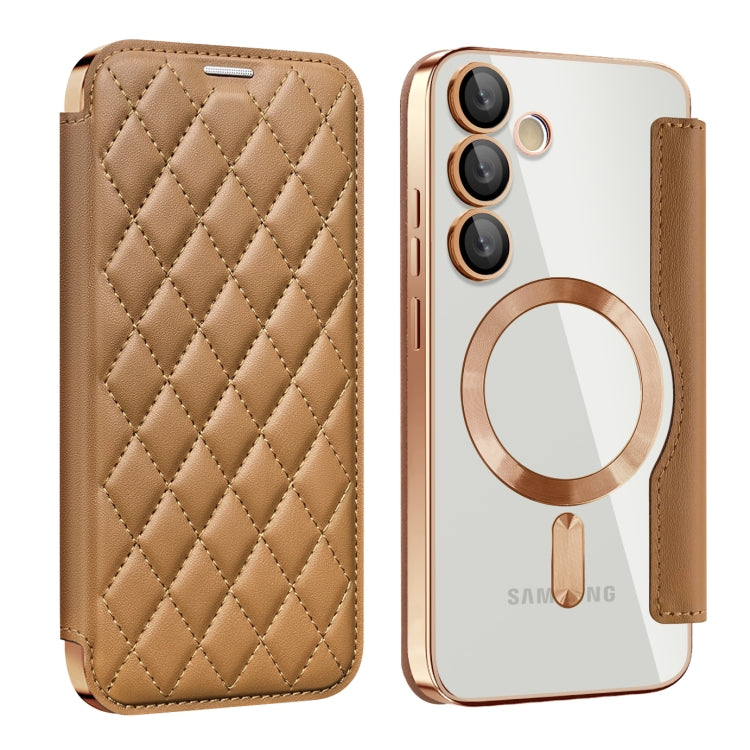 Shield MagSafe RFID Anti-theft Rhombus Leather Phone Case, For Samsung Galaxy S25 Ultra 5G, For Samsung Galaxy A16 5G, For Samsung Galaxy A06 4G, For Samsung Galaxy S24 FE 5G, For Samsung Galaxy A55 5G, For Samsung Galaxy S24 Ultra 5G