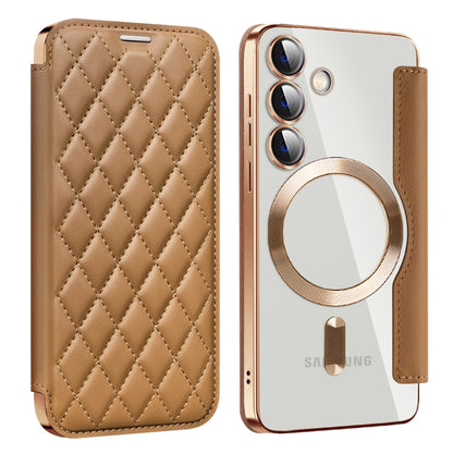 Shield MagSafe RFID Anti-theft Rhombus Leather Phone Case, For Samsung Galaxy S26+ 5G, For Samsung Galaxy S26 Ultra 5G, For Samsung Galaxy S26 5G, For Samsung Galaxy A56 5G, For Samsung Galaxy S25 5G, For Samsung Galaxy S25+ 5G