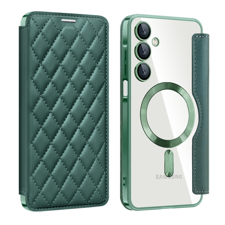 Shield MagSafe RFID Anti-theft Rhombus Leather Phone Case, For Samsung Galaxy S25 Ultra 5G, For Samsung Galaxy A16 5G, For Samsung Galaxy A06 4G, For Samsung Galaxy S24 FE 5G, For Samsung Galaxy A55 5G, For Samsung Galaxy S24 Ultra 5G