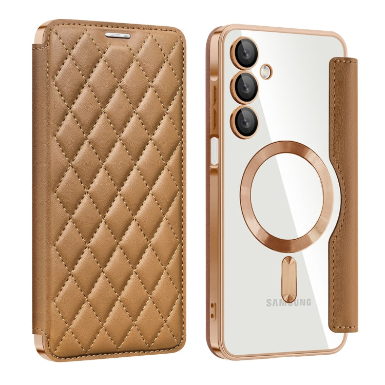 Shield MagSafe RFID Anti-theft Rhombus Leather Phone Case, For Samsung Galaxy S25 Ultra 5G, For Samsung Galaxy A16 5G, For Samsung Galaxy A06 4G, For Samsung Galaxy S24 FE 5G, For Samsung Galaxy A55 5G, For Samsung Galaxy S24 Ultra 5G
