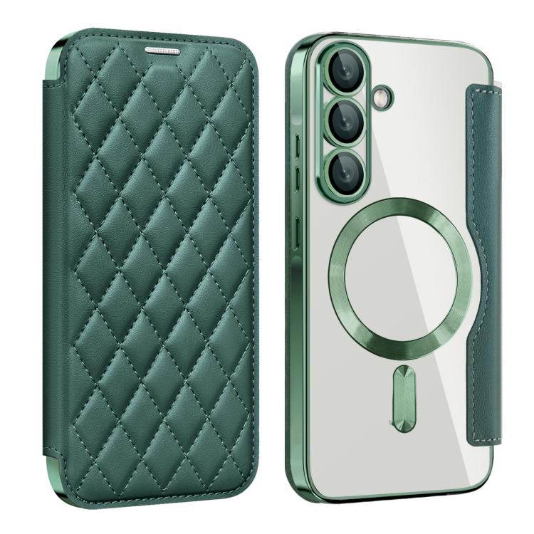 Shield MagSafe RFID Anti-theft Rhombus Leather Phone Case, For Samsung Galaxy S26+ 5G, For Samsung Galaxy S26 Ultra 5G, For Samsung Galaxy S26 5G, For Samsung Galaxy A56 5G, For Samsung Galaxy S25 5G, For Samsung Galaxy S25+ 5G