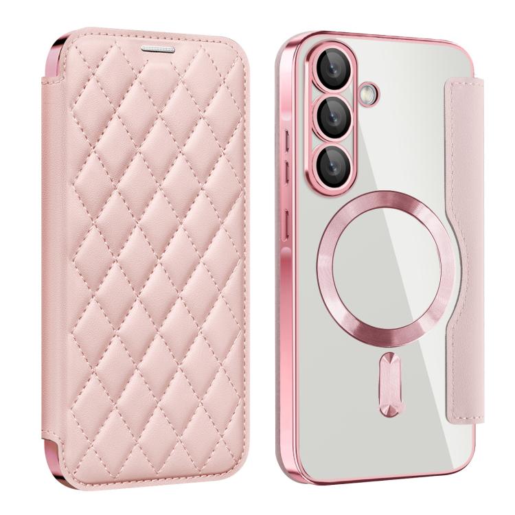 Shield MagSafe RFID Anti-theft Rhombus Leather Phone Case, For Samsung Galaxy S26+ 5G, For Samsung Galaxy S26 Ultra 5G, For Samsung Galaxy S26 5G, For Samsung Galaxy A56 5G, For Samsung Galaxy S25 5G, For Samsung Galaxy S25+ 5G