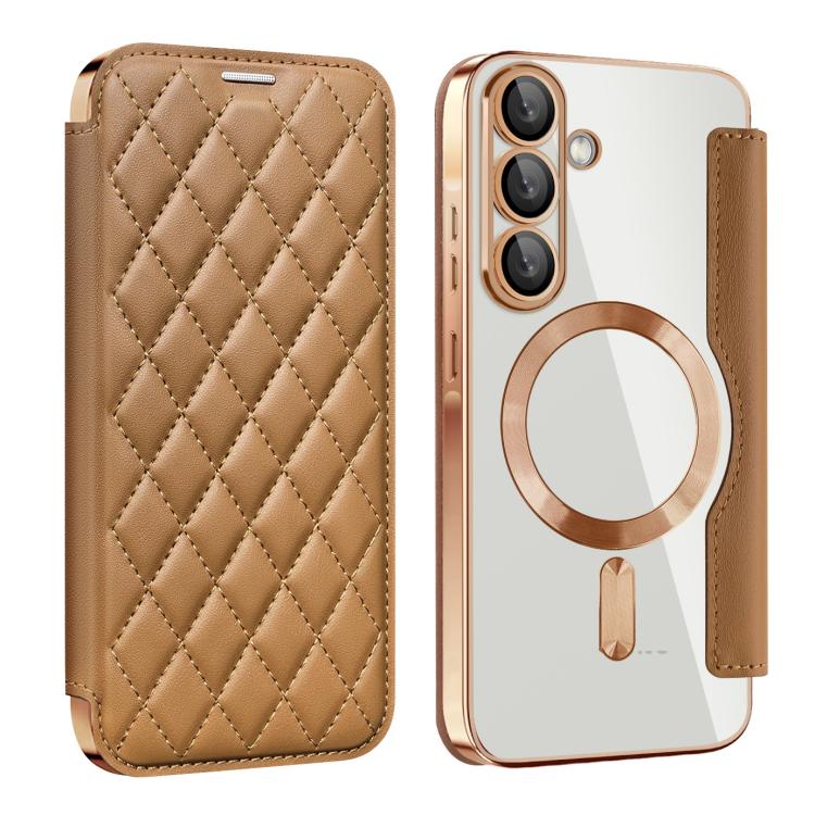 Shield MagSafe RFID Anti-theft Rhombus Leather Phone Case, For Samsung Galaxy S26+ 5G, For Samsung Galaxy S26 Ultra 5G, For Samsung Galaxy S26 5G, For Samsung Galaxy A56 5G, For Samsung Galaxy S25 5G, For Samsung Galaxy S25+ 5G