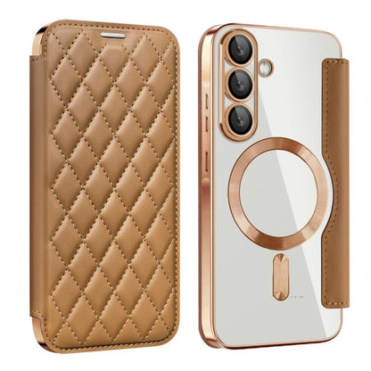Shield MagSafe RFID Anti-theft Rhombus Leather Phone Case, For Samsung Galaxy S26+ 5G, For Samsung Galaxy S26 Ultra 5G, For Samsung Galaxy S26 5G, For Samsung Galaxy A56 5G, For Samsung Galaxy S25 5G, For Samsung Galaxy S25+ 5G