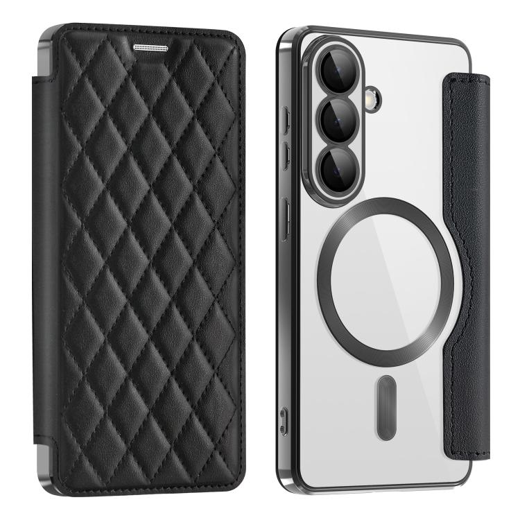 Shield MagSafe RFID Anti-theft Rhombus Leather Phone Case, For Samsung Galaxy S26+ 5G, For Samsung Galaxy S26 Ultra 5G, For Samsung Galaxy S26 5G, For Samsung Galaxy A56 5G, For Samsung Galaxy S25 5G, For Samsung Galaxy S25+ 5G