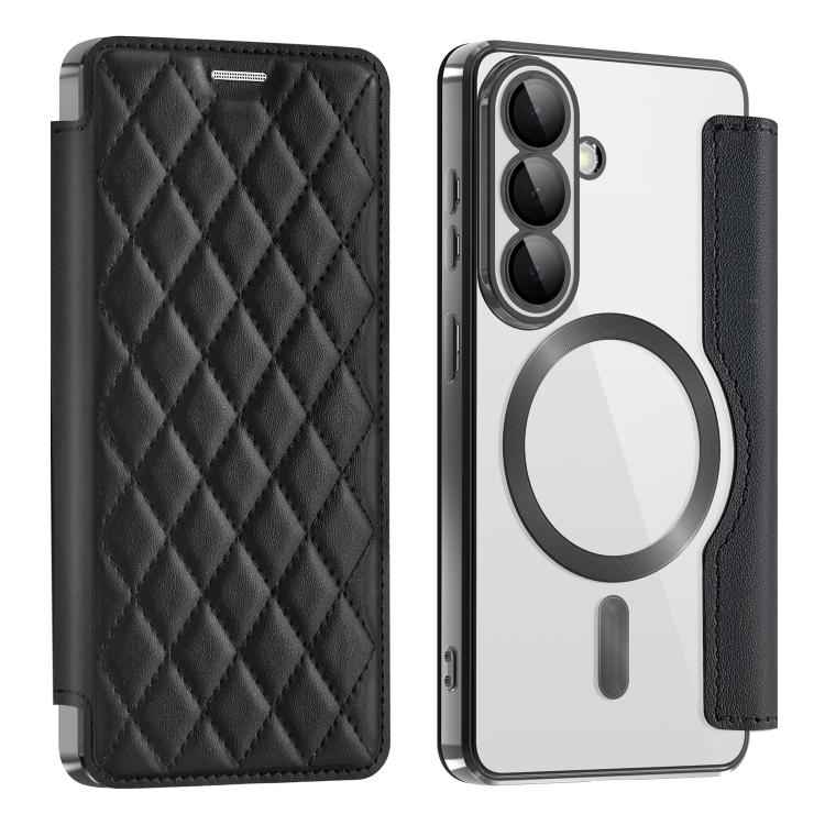 Shield MagSafe RFID Anti-theft Rhombus Leather Phone Case, For Samsung Galaxy S26+ 5G, For Samsung Galaxy S26 Ultra 5G, For Samsung Galaxy S26 5G, For Samsung Galaxy A56 5G, For Samsung Galaxy S25 5G, For Samsung Galaxy S25+ 5G