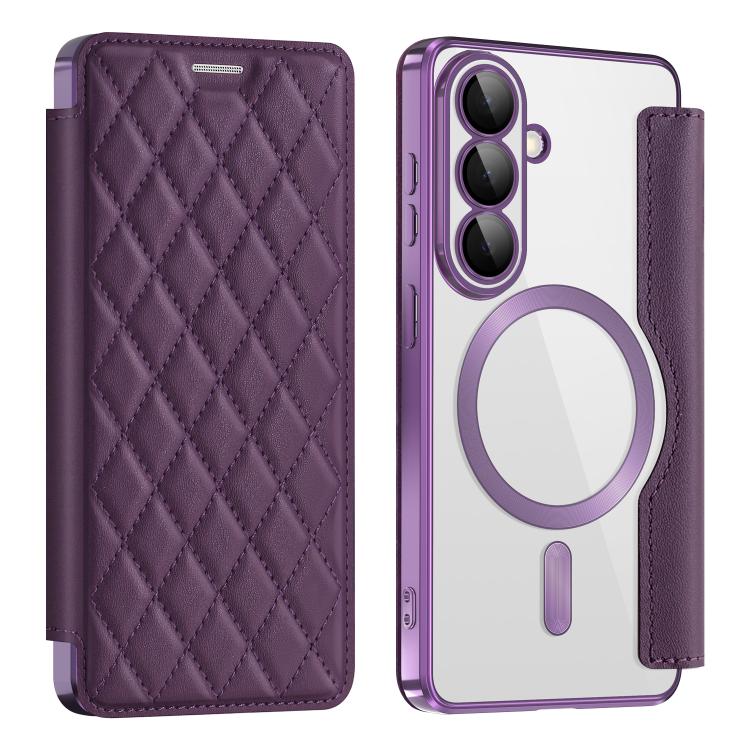 Shield MagSafe RFID Anti-theft Rhombus Leather Phone Case, For Samsung Galaxy S26+ 5G, For Samsung Galaxy S26 Ultra 5G, For Samsung Galaxy S26 5G, For Samsung Galaxy A56 5G, For Samsung Galaxy S25 5G, For Samsung Galaxy S25+ 5G
