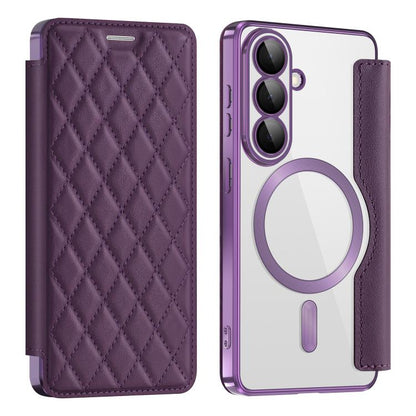 Shield MagSafe RFID Anti-theft Rhombus Leather Phone Case, For Samsung Galaxy S26+ 5G, For Samsung Galaxy S26 Ultra 5G, For Samsung Galaxy S26 5G, For Samsung Galaxy A56 5G, For Samsung Galaxy S25 5G, For Samsung Galaxy S25+ 5G