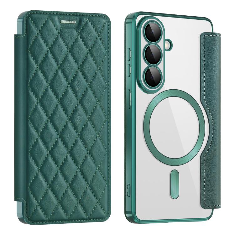 Shield MagSafe RFID Anti-theft Rhombus Leather Phone Case, For Samsung Galaxy S26+ 5G, For Samsung Galaxy S26 Ultra 5G, For Samsung Galaxy S26 5G, For Samsung Galaxy A56 5G, For Samsung Galaxy S25 5G, For Samsung Galaxy S25+ 5G