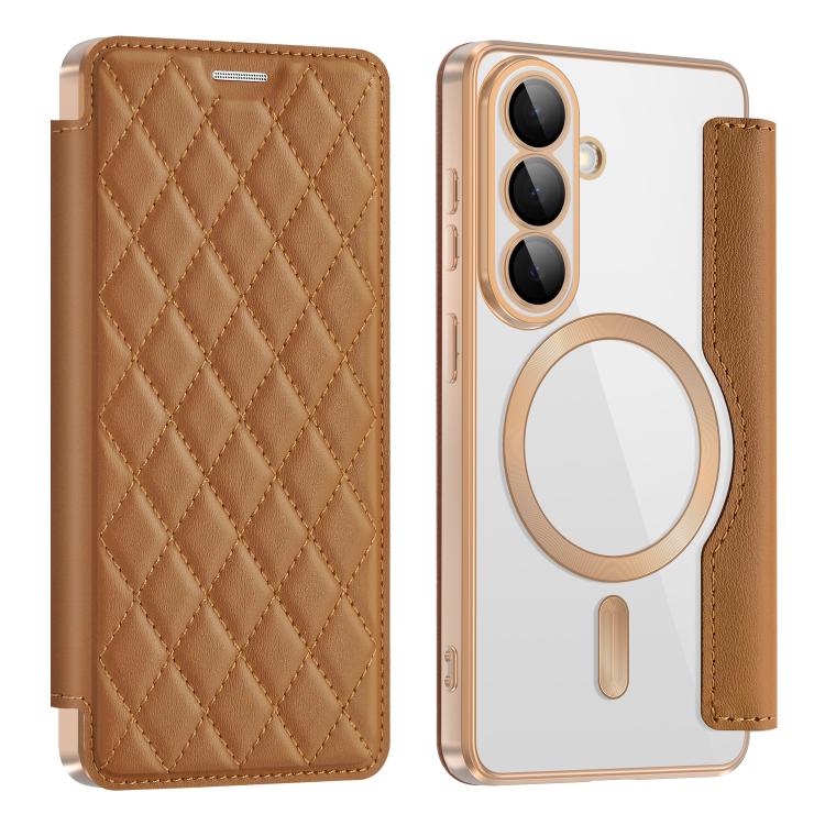 Shield MagSafe RFID Anti-theft Rhombus Leather Phone Case, For Samsung Galaxy S26+ 5G, For Samsung Galaxy S26 Ultra 5G, For Samsung Galaxy S26 5G, For Samsung Galaxy A56 5G, For Samsung Galaxy S25 5G, For Samsung Galaxy S25+ 5G