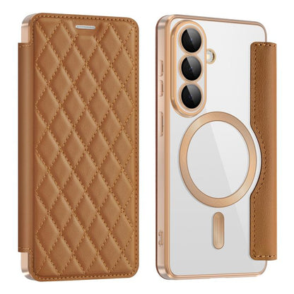 Shield MagSafe RFID Anti-theft Rhombus Leather Phone Case, For Samsung Galaxy S26+ 5G, For Samsung Galaxy S26 Ultra 5G, For Samsung Galaxy S26 5G, For Samsung Galaxy A56 5G, For Samsung Galaxy S25 5G, For Samsung Galaxy S25+ 5G
