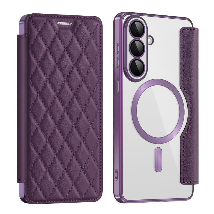 Shield MagSafe RFID Anti-theft Rhombus Leather Phone Case, For Samsung Galaxy S26+ 5G, For Samsung Galaxy S26 Ultra 5G, For Samsung Galaxy S26 5G, For Samsung Galaxy A56 5G, For Samsung Galaxy S25 5G, For Samsung Galaxy S25+ 5G