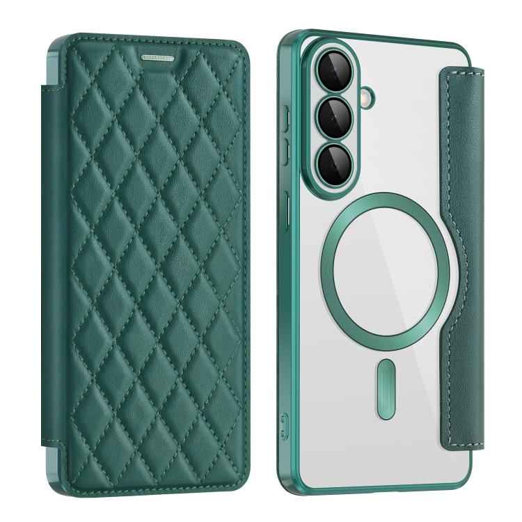 Shield MagSafe RFID Anti-theft Rhombus Leather Phone Case, For Samsung Galaxy S26+ 5G, For Samsung Galaxy S26 Ultra 5G, For Samsung Galaxy S26 5G, For Samsung Galaxy A56 5G, For Samsung Galaxy S25 5G, For Samsung Galaxy S25+ 5G