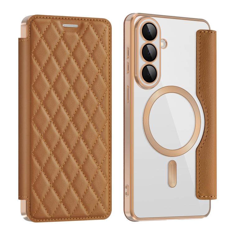 Shield MagSafe RFID Anti-theft Rhombus Leather Phone Case, For Samsung Galaxy S26+ 5G, For Samsung Galaxy S26 Ultra 5G, For Samsung Galaxy S26 5G, For Samsung Galaxy A56 5G, For Samsung Galaxy S25 5G, For Samsung Galaxy S25+ 5G