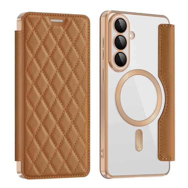 Shield MagSafe RFID Anti-theft Rhombus Leather Phone Case, For Samsung Galaxy S26+ 5G, For Samsung Galaxy S26 Ultra 5G, For Samsung Galaxy S26 5G, For Samsung Galaxy A56 5G, For Samsung Galaxy S25 5G, For Samsung Galaxy S25+ 5G