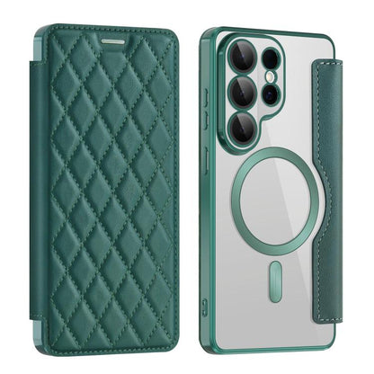 Shield MagSafe RFID Anti-theft Rhombus Leather Phone Case, For Samsung Galaxy S26+ 5G, For Samsung Galaxy S26 Ultra 5G, For Samsung Galaxy S26 5G, For Samsung Galaxy A56 5G, For Samsung Galaxy S25 5G, For Samsung Galaxy S25+ 5G