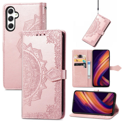 Mandala Flower Embossed Leather Phone Case, For Samsung Galaxy S25 Ultra 5G, For Samsung Galaxy C55, For Samsung Galaxy M55, For Samsung Galaxy S24 Ultra 5G, For Samsung Galaxy S24+ 5G, For Samsung Galaxy S24 5G, For Samsung Galaxy A25 5G