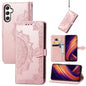 Mandala Flower Embossed Leather Phone Case, For Samsung Galaxy S25 Ultra 5G, For Samsung Galaxy C55, For Samsung Galaxy M55, For Samsung Galaxy S24 Ultra 5G, For Samsung Galaxy S24+ 5G, For Samsung Galaxy S24 5G, For Samsung Galaxy A25 5G