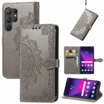 Mandala Flower Embossed Leather Phone Case, For Samsung Galaxy S25 Ultra 5G, For Samsung Galaxy C55, For Samsung Galaxy M55, For Samsung Galaxy S24 Ultra 5G, For Samsung Galaxy S24+ 5G, For Samsung Galaxy S24 5G, For Samsung Galaxy A25 5G