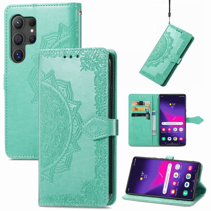 Mandala Flower Embossed Leather Phone Case, For Samsung Galaxy S25 Ultra 5G, For Samsung Galaxy C55, For Samsung Galaxy M55, For Samsung Galaxy S24 Ultra 5G, For Samsung Galaxy S24+ 5G, For Samsung Galaxy S24 5G, For Samsung Galaxy A25 5G