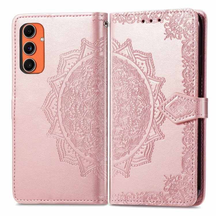Mandala Flower Embossed Leather Phone Case, For Samsung Galaxy S25 Ultra 5G, For Samsung Galaxy C55, For Samsung Galaxy M55, For Samsung Galaxy S24 Ultra 5G, For Samsung Galaxy S24+ 5G, For Samsung Galaxy S24 5G, For Samsung Galaxy A25 5G