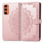Mandala Flower Embossed Leather Phone Case, For Samsung Galaxy S25 Ultra 5G, For Samsung Galaxy C55, For Samsung Galaxy M55, For Samsung Galaxy S24 Ultra 5G, For Samsung Galaxy S24+ 5G, For Samsung Galaxy S24 5G, For Samsung Galaxy A25 5G