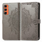 Mandala Flower Embossed Leather Phone Case, For Samsung Galaxy S25 Ultra 5G, For Samsung Galaxy C55, For Samsung Galaxy M55, For Samsung Galaxy S24 Ultra 5G, For Samsung Galaxy S24+ 5G, For Samsung Galaxy S24 5G, For Samsung Galaxy A25 5G