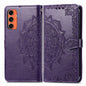 Mandala Flower Embossed Leather Phone Case, For Samsung Galaxy S25 Ultra 5G, For Samsung Galaxy C55, For Samsung Galaxy M55, For Samsung Galaxy S24 Ultra 5G, For Samsung Galaxy S24+ 5G, For Samsung Galaxy S24 5G, For Samsung Galaxy A25 5G