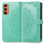 Mandala Flower Embossed Leather Phone Case, For Samsung Galaxy S25 Ultra 5G, For Samsung Galaxy C55, For Samsung Galaxy M55, For Samsung Galaxy S24 Ultra 5G, For Samsung Galaxy S24+ 5G, For Samsung Galaxy S24 5G, For Samsung Galaxy A25 5G