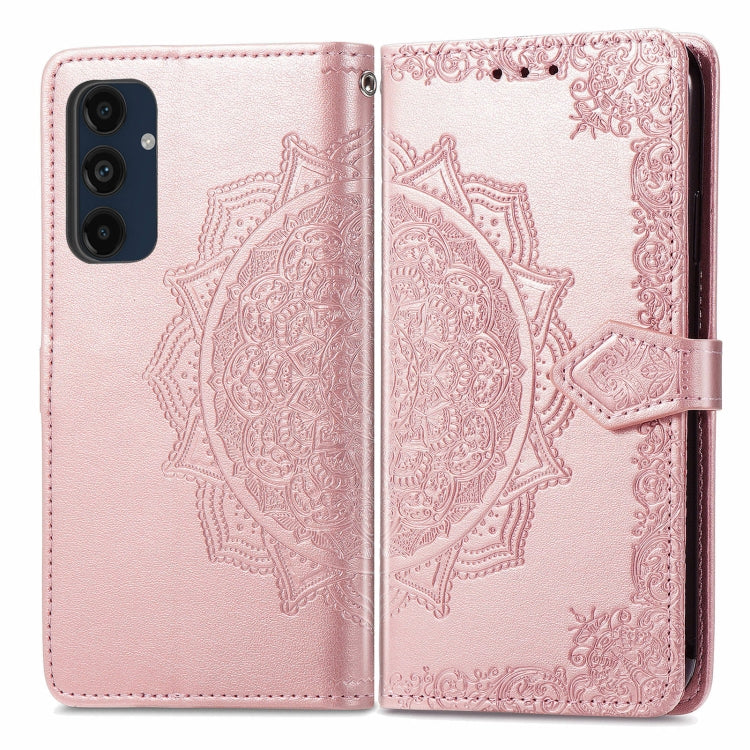 Mandala Flower Embossed Leather Phone Case, For Samsung Galaxy S25 Ultra 5G, For Samsung Galaxy C55, For Samsung Galaxy M55, For Samsung Galaxy S24 Ultra 5G, For Samsung Galaxy S24+ 5G, For Samsung Galaxy S24 5G, For Samsung Galaxy A25 5G