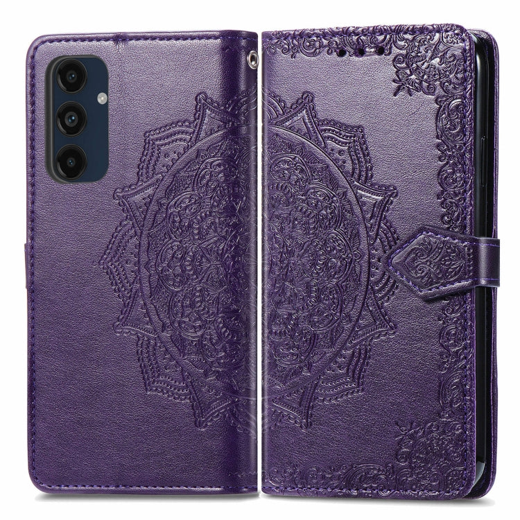 Mandala Flower Embossed Leather Phone Case, For Samsung Galaxy S25 Ultra 5G, For Samsung Galaxy C55, For Samsung Galaxy M55, For Samsung Galaxy S24 Ultra 5G, For Samsung Galaxy S24+ 5G, For Samsung Galaxy S24 5G, For Samsung Galaxy A25 5G