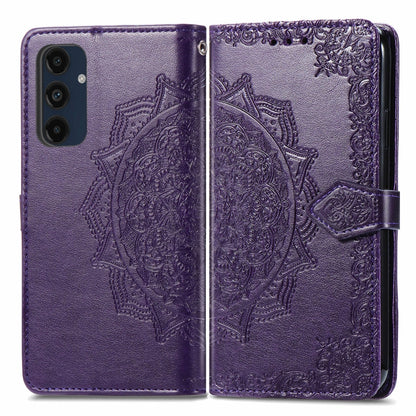 Mandala Flower Embossed Leather Phone Case, For Samsung Galaxy S25 Ultra 5G, For Samsung Galaxy C55, For Samsung Galaxy M55, For Samsung Galaxy S24 Ultra 5G, For Samsung Galaxy S24+ 5G, For Samsung Galaxy S24 5G, For Samsung Galaxy A25 5G