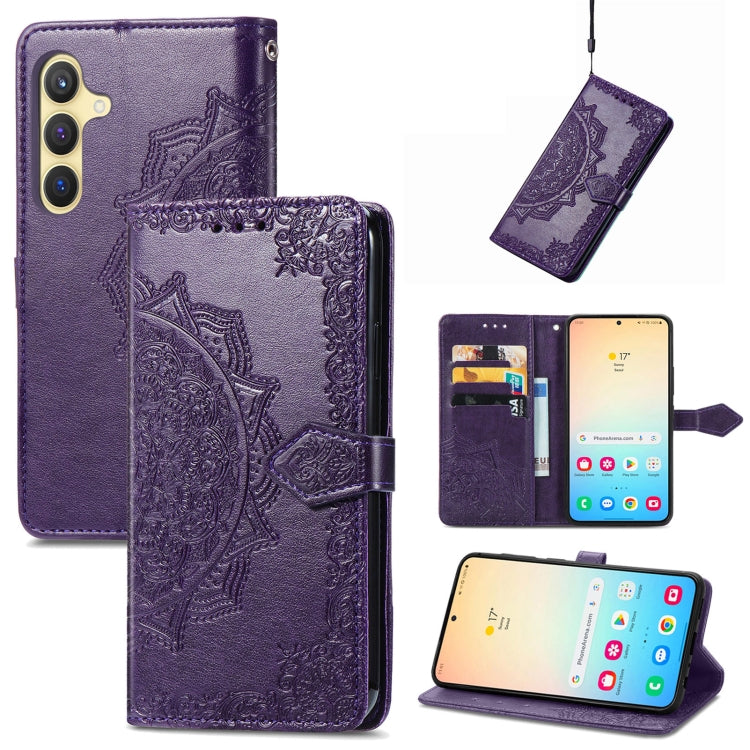 Mandala Flower Embossed Leather Phone Case, For Samsung Galaxy A57 5G, For Samsung Galaxy A37 5G, For Samsung Galaxy S25 Edge 5G, For Samsung Galaxy A56 5G, For Samsung Galaxy A26, For Samsung Galaxy A36 5G, For Samsung Galaxy S25 5G                   ...
