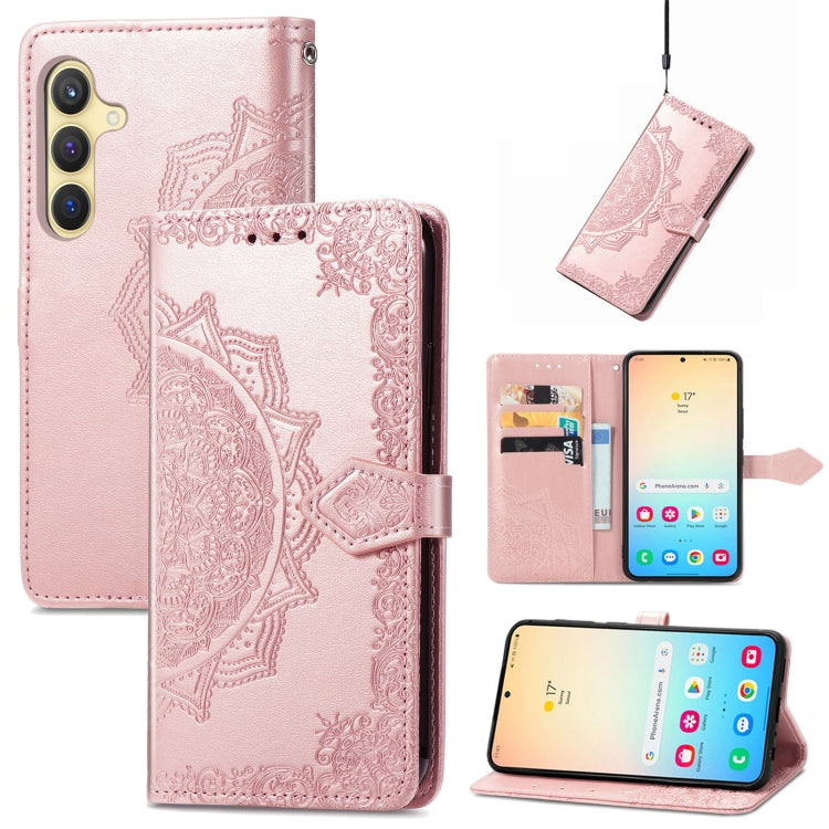 Mandala Flower Embossed Leather Phone Case, For Samsung Galaxy A57 5G, For Samsung Galaxy A37 5G, For Samsung Galaxy S25 Edge 5G, For Samsung Galaxy A56 5G, For Samsung Galaxy A26, For Samsung Galaxy A36 5G, For Samsung Galaxy S25 5G                   ...