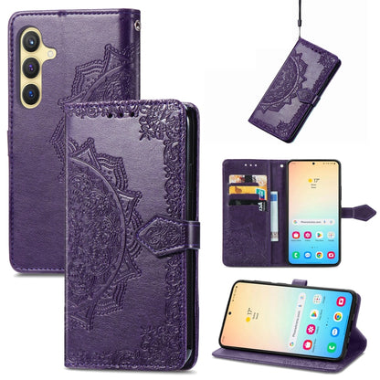 Mandala Flower Embossed Leather Phone Case, For Samsung Galaxy A57 5G, For Samsung Galaxy A37 5G, For Samsung Galaxy S25 Edge 5G, For Samsung Galaxy A56 5G, For Samsung Galaxy A26, For Samsung Galaxy A36 5G, For Samsung Galaxy S25 5G                   ...