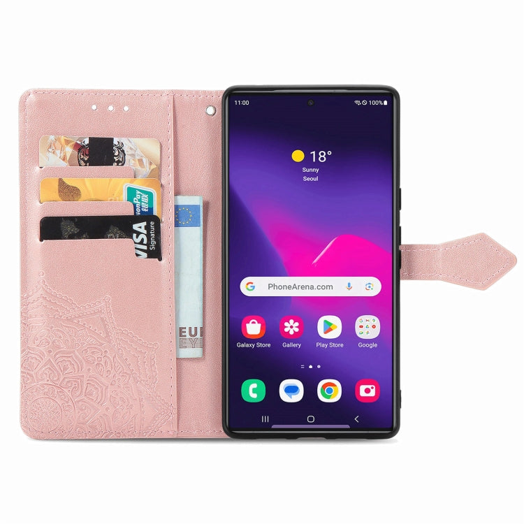 Mandala Flower Embossed Leather Phone Case, For Samsung Galaxy S25 Ultra 5G, For Samsung Galaxy C55, For Samsung Galaxy M55, For Samsung Galaxy S24 Ultra 5G, For Samsung Galaxy S24+ 5G, For Samsung Galaxy S24 5G, For Samsung Galaxy A25 5G