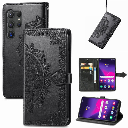 Mandala Flower Embossed Leather Phone Case, For Samsung Galaxy S25 Ultra 5G, For Samsung Galaxy C55, For Samsung Galaxy M55, For Samsung Galaxy S24 Ultra 5G, For Samsung Galaxy S24+ 5G, For Samsung Galaxy S24 5G, For Samsung Galaxy A25 5G