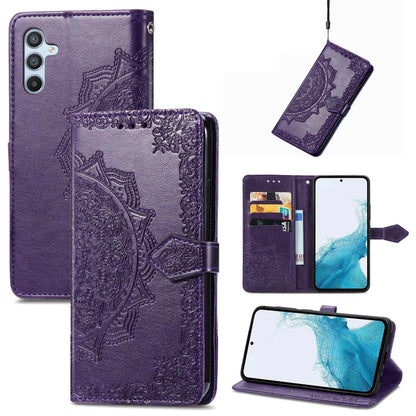 Mandala Flower Embossed Leather Phone Case, For Samsung Galaxy A57 5G, For Samsung Galaxy A37 5G, For Samsung Galaxy S25 Edge 5G, For Samsung Galaxy A56 5G, For Samsung Galaxy A26, For Samsung Galaxy A36 5G, For Samsung Galaxy S25 5G                   ...