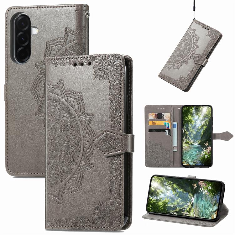 Mandala Flower Embossed Leather Phone Case, For Samsung Galaxy A57 5G, For Samsung Galaxy A37 5G, For Samsung Galaxy S25 Edge 5G, For Samsung Galaxy A56 5G, For Samsung Galaxy A26, For Samsung Galaxy A36 5G, For Samsung Galaxy S25 5G                   ...