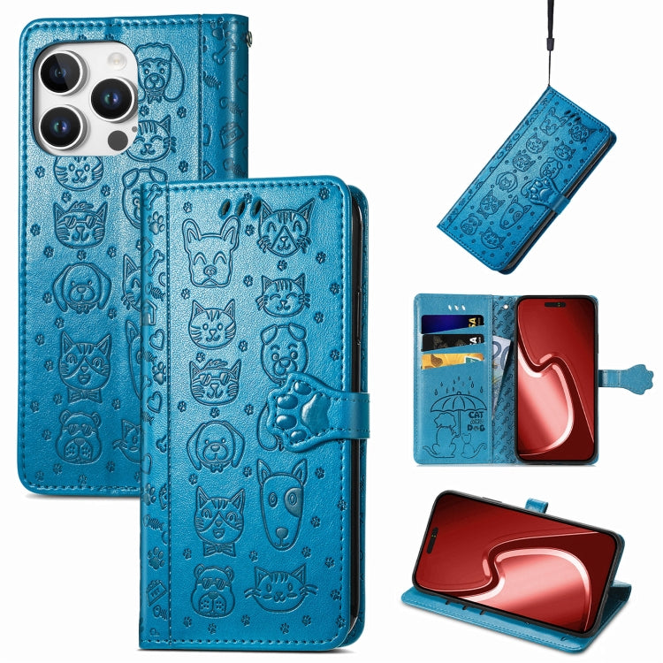 Cat and Dog Embossed Leather Phone Case