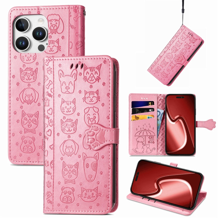 Cat and Dog Embossed Leather Phone Case