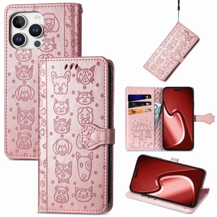 Cat and Dog Embossed Leather Phone Case