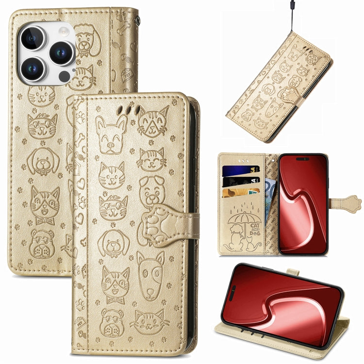 Cat and Dog Embossed Leather Phone Case