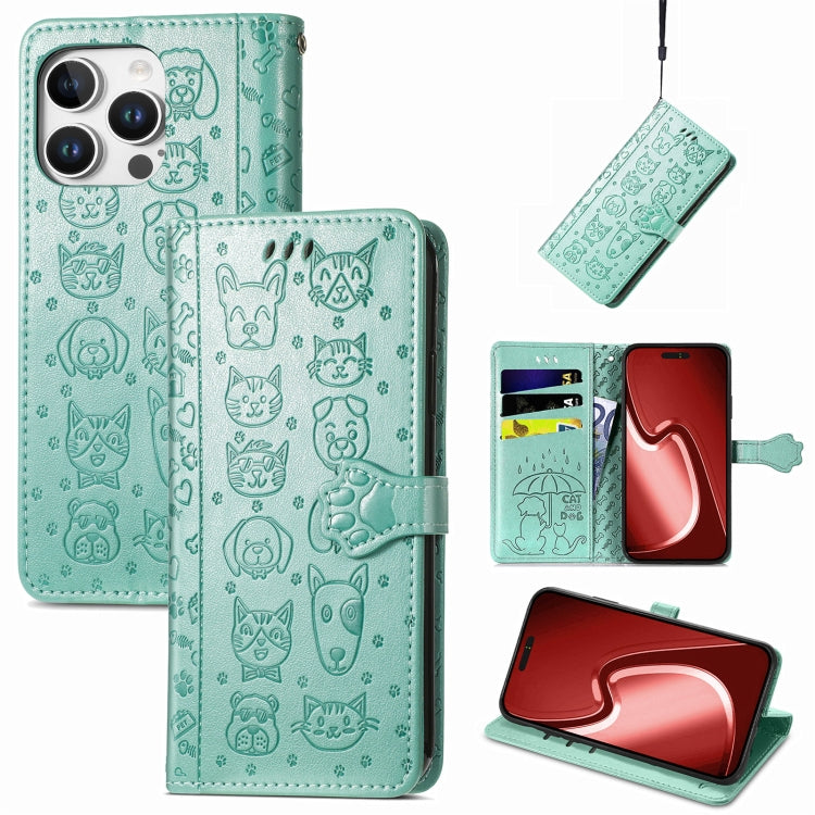 Cat and Dog Embossed Leather Phone Case